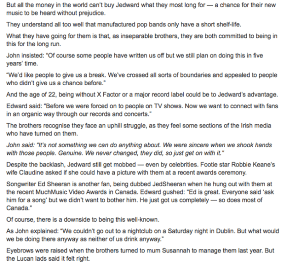 Irish Sun Interview 21:6:14 part 3